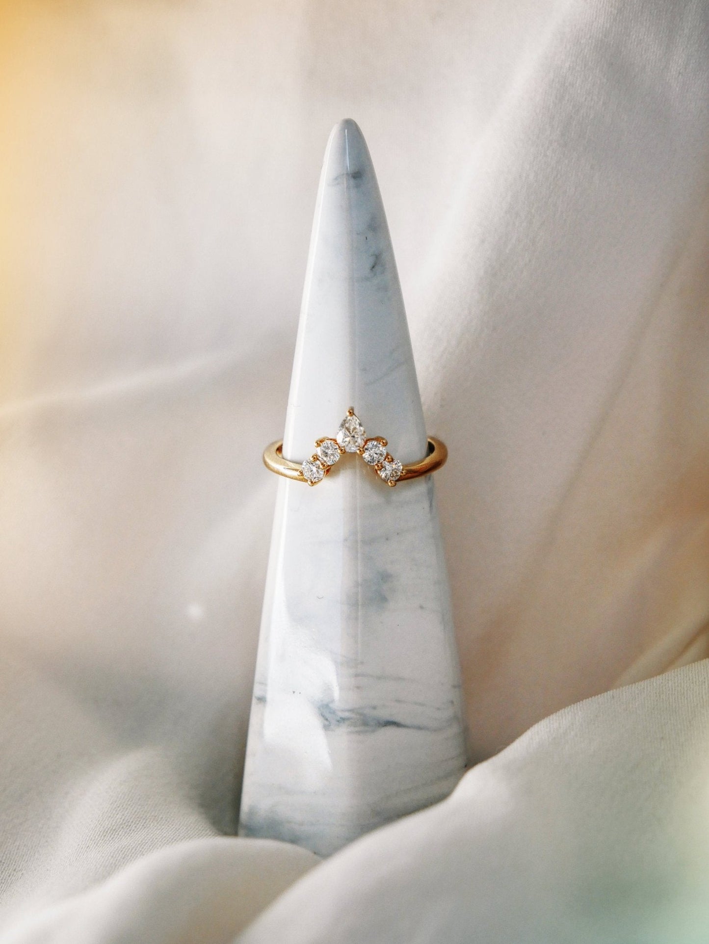 Curved Cluster Moissanite Wedding Band - Moissanite Engagement Rings