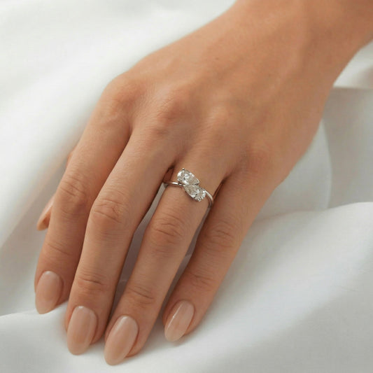Pear Two - Stone Diamond Engagement Ring - Moissanite Engagement Rings