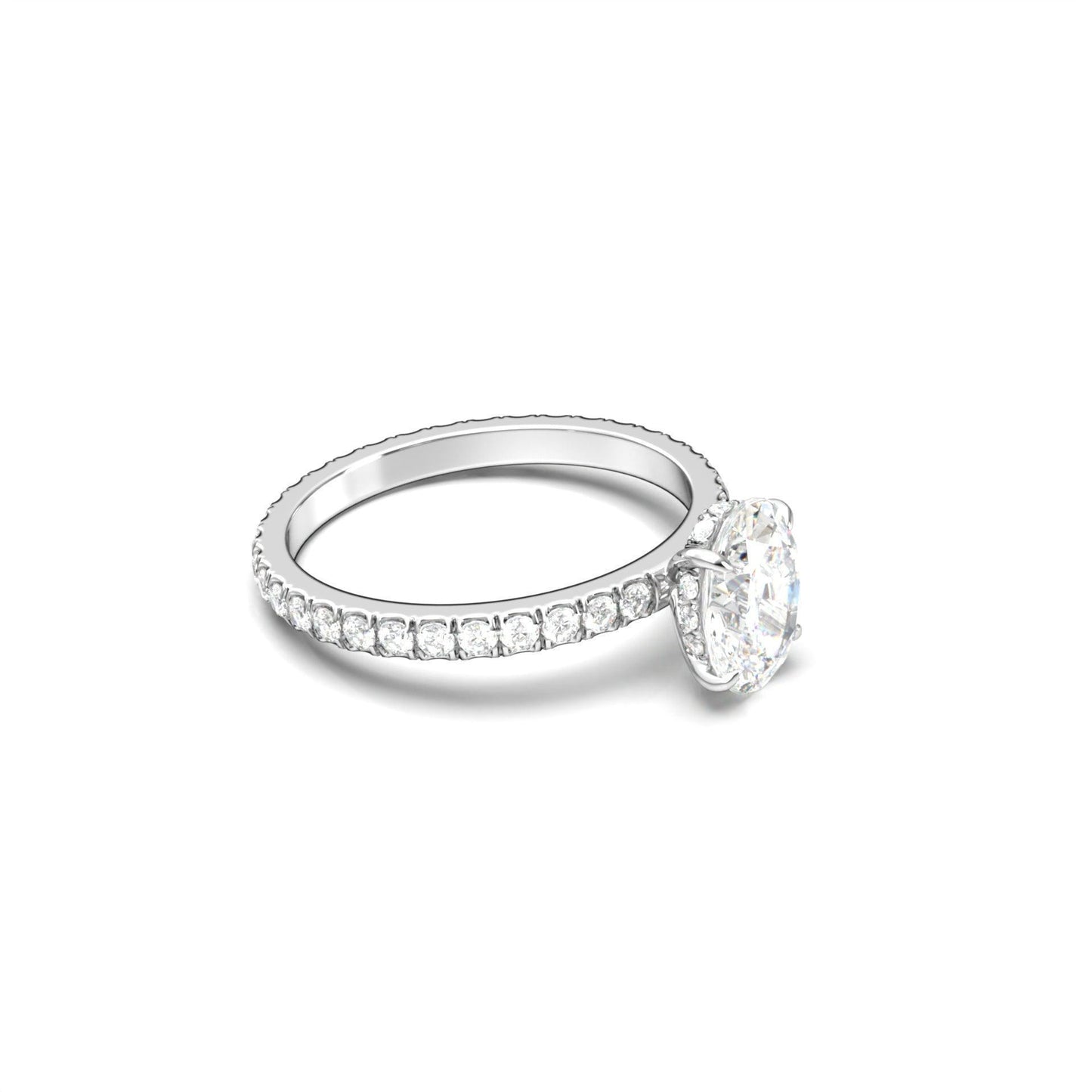 Oval Full Pavè Hidden Halo Diamond Engagement Ring - Moissanite Engagement Rings
