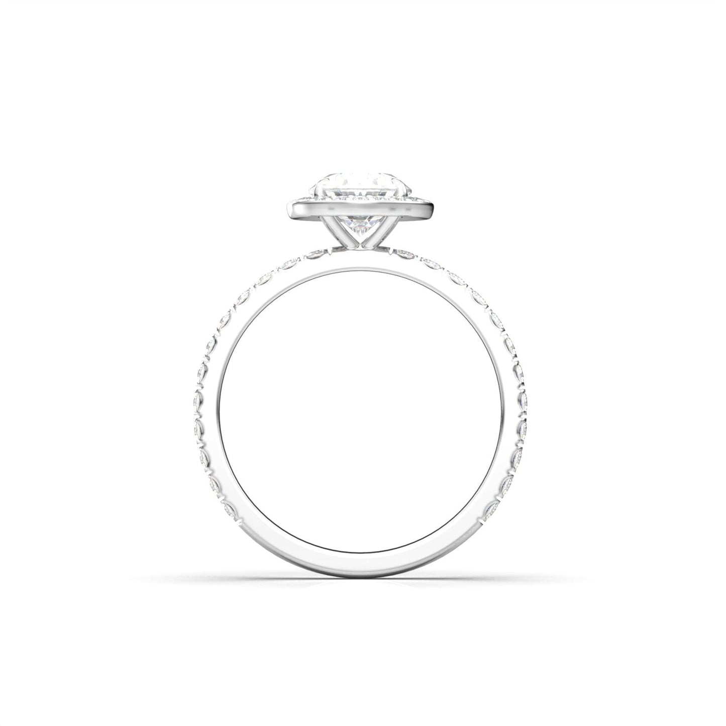 Oval Halo With Full Pavé 14K Yellow Gold Ready To Ship Moissanite Engagement Ring - Moissanite Engagement Rings