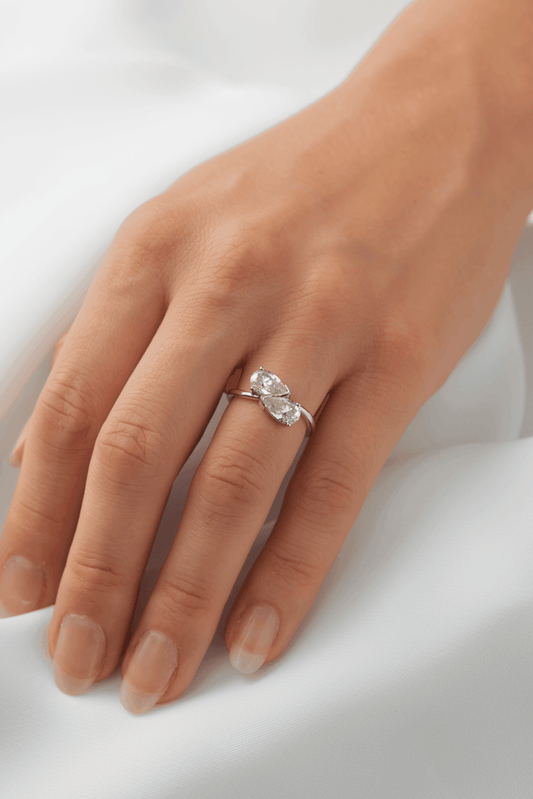 Pear Two - Stone Moissanite Engagement Ring - Ready To Ship - Moissanite Engagement Rings