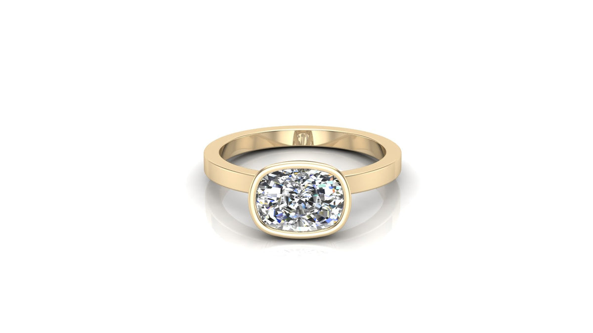 Cushion East West Bezel Solitaire Engagement Ring - Guthrie Jewellery