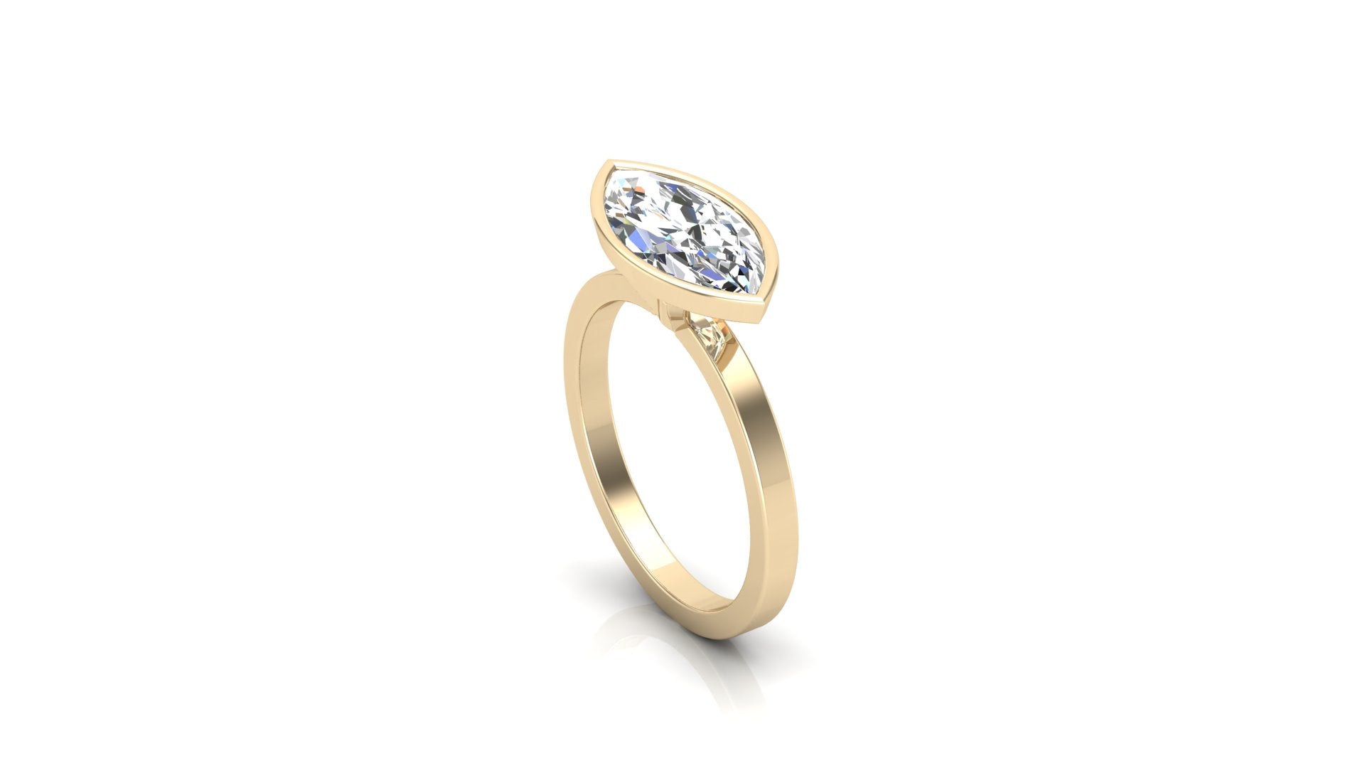 Marquise East West Bezel Solitaire Engagement Ring