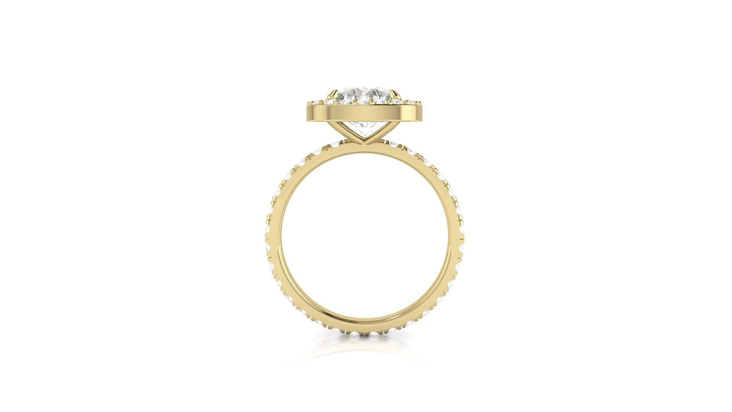 Cushion Halo Pavé Diamond Engagement Ring - Moissanite Engagement Rings