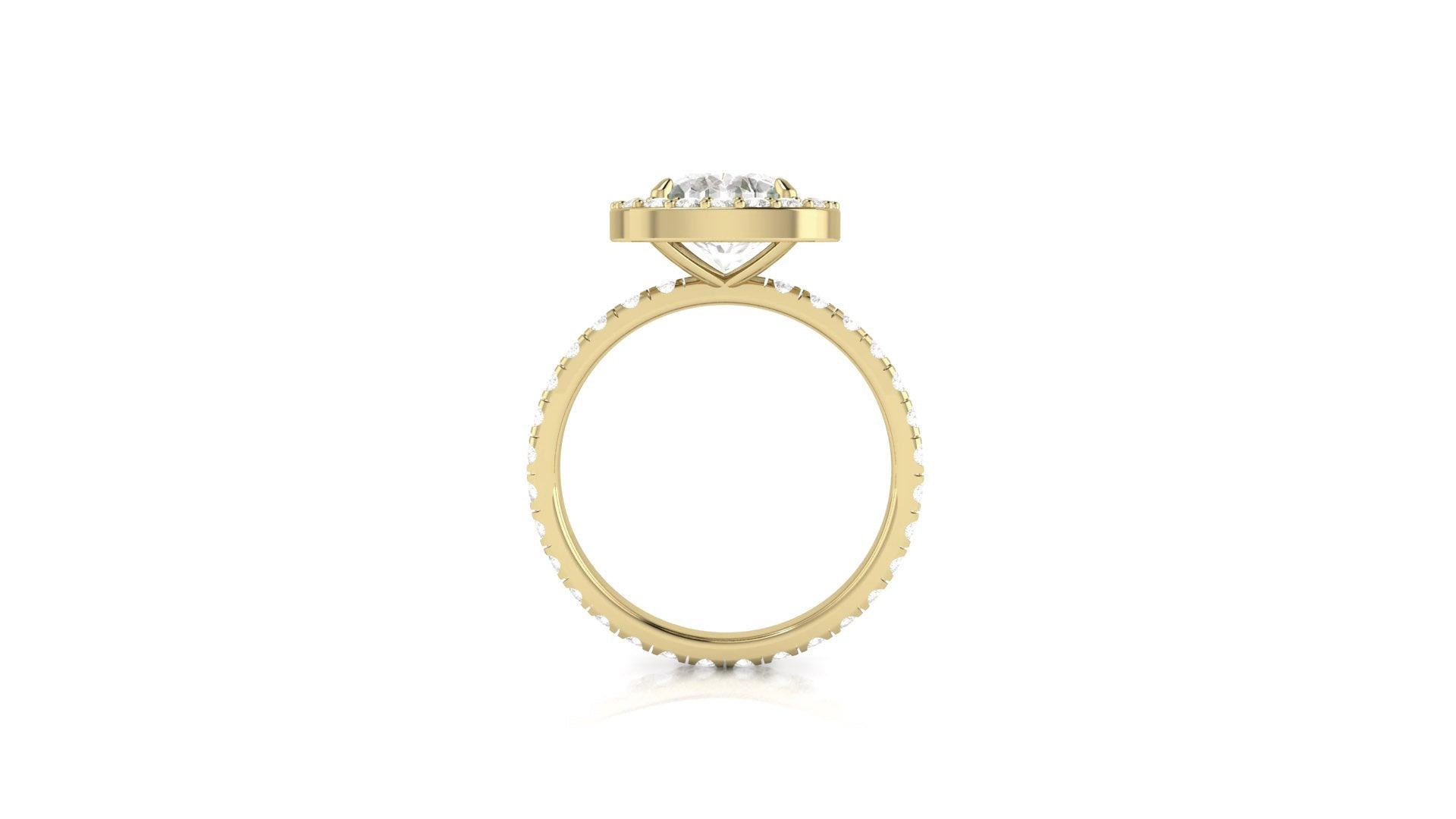 Cushion Halo Pavé Diamond Engagement Ring - Moissanite Engagement Rings