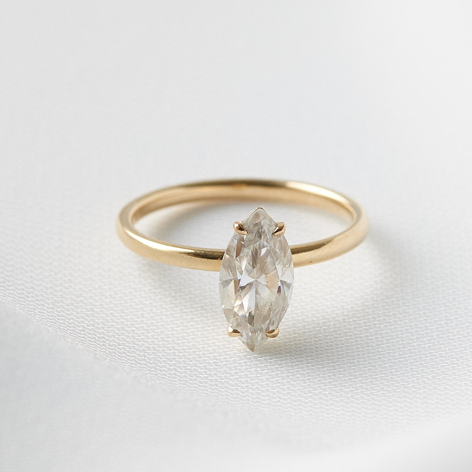 Marquise Solitaire Moissanite Engagement Ring - Moissanite Engagement Rings