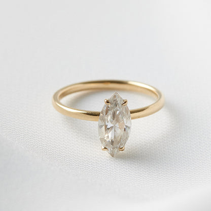 Marquise Solitaire Moissanite Engagement Ring - Moissanite Engagement Rings