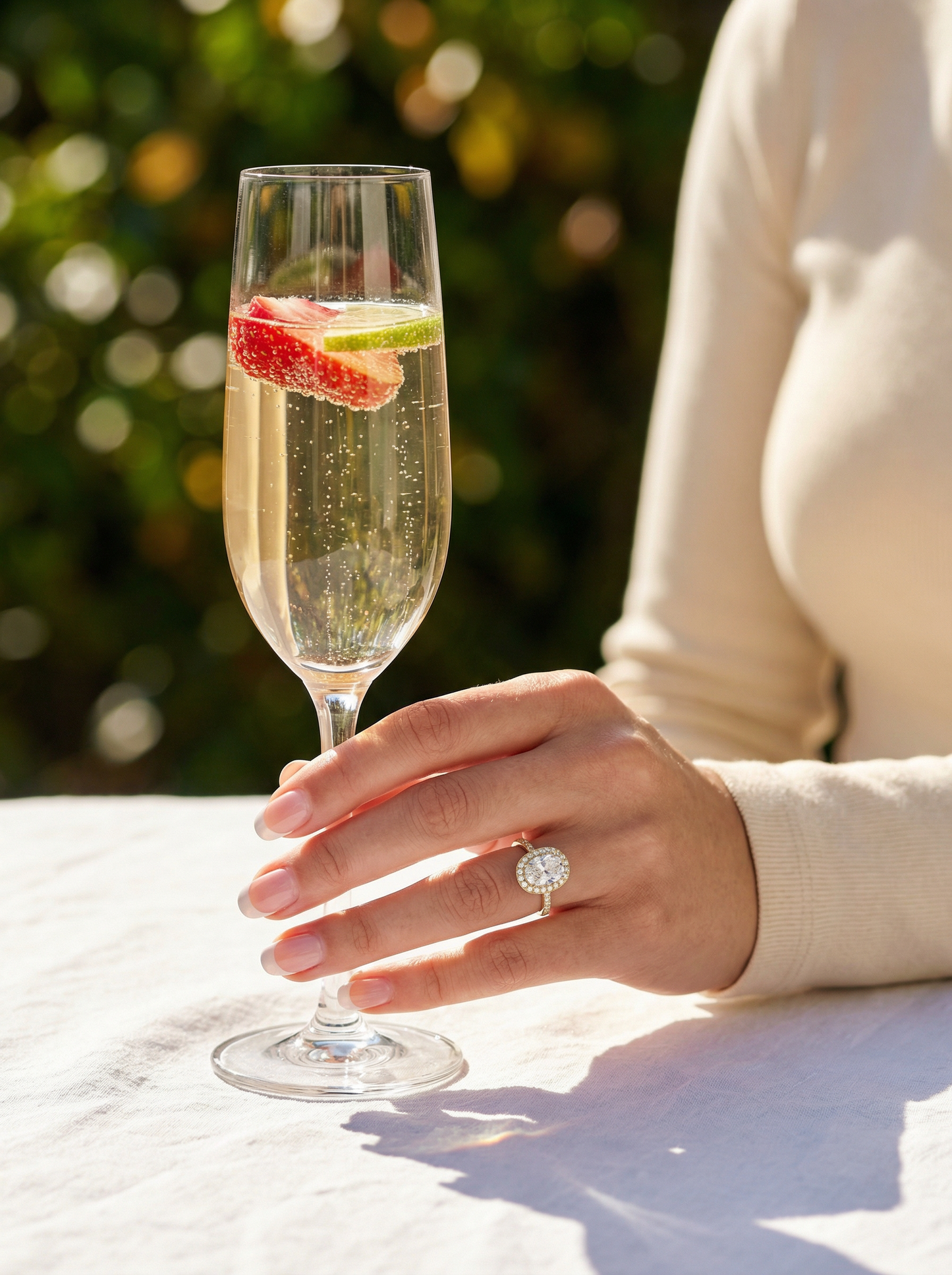 Elongated Cushion Halo Full Pavé Moissanite Engagement Ring