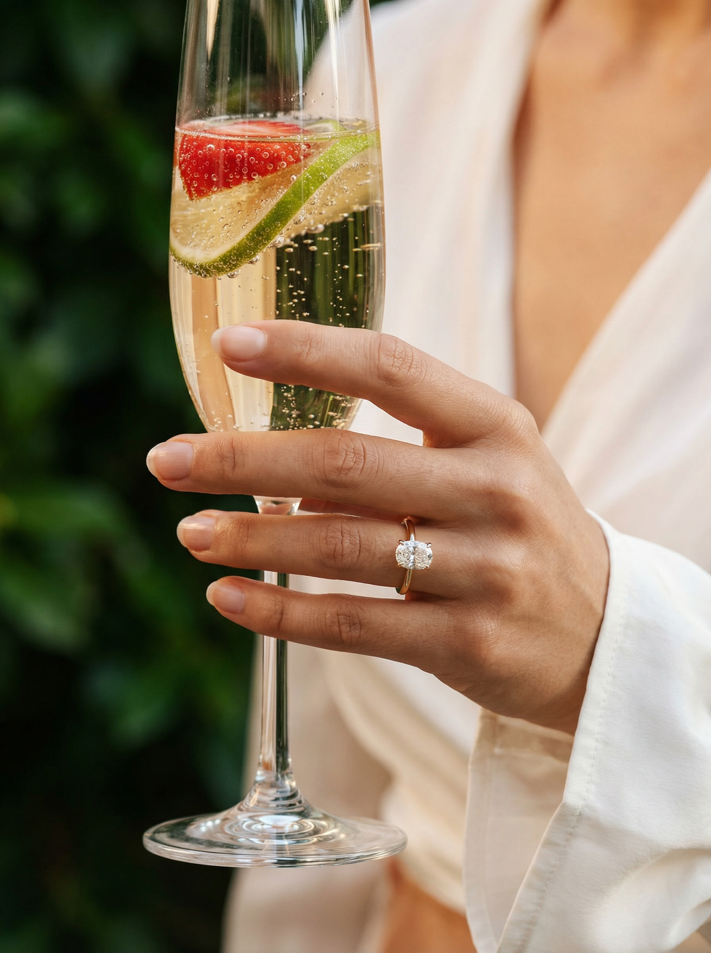 Elongated Cushion Solitaire Moissanite Engagement Ring