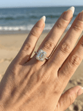 Genevieve — Emerald Halo Half Pavé Diamond Engagement Ring