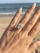 Emerald Halo Half Pavé Diamond Engagement Ring - Moissanite Engagement Rings