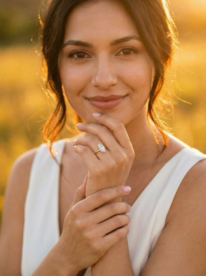 Marquise Hidden Halo Diamond Engagement Ring