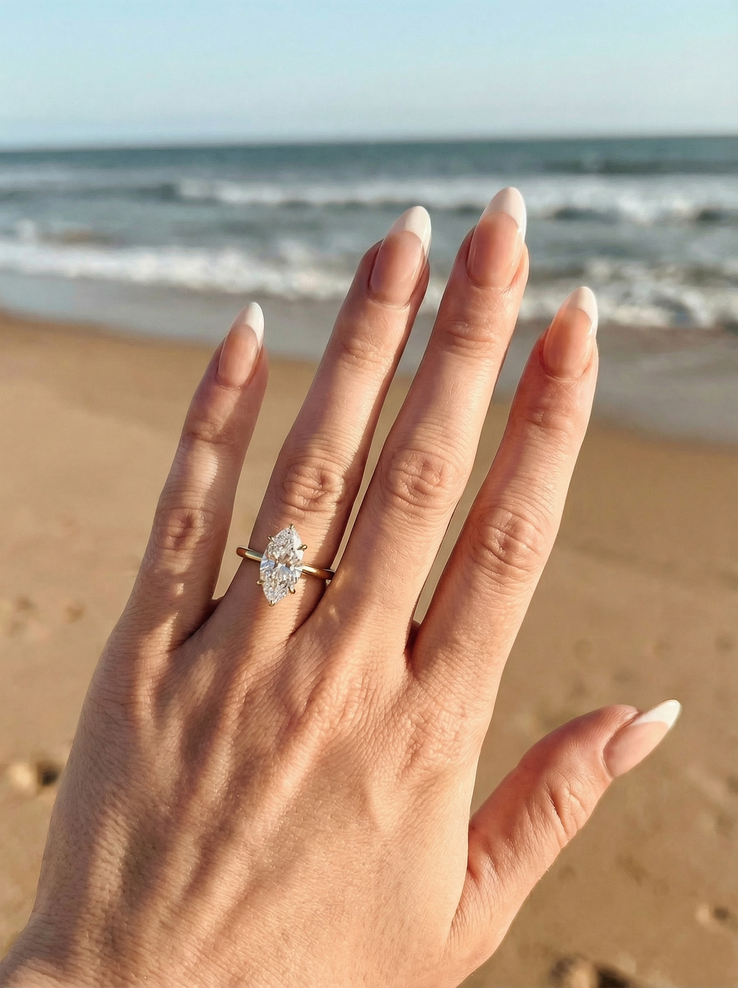 Marquise Hidden Halo Moissanite Engagement Ring