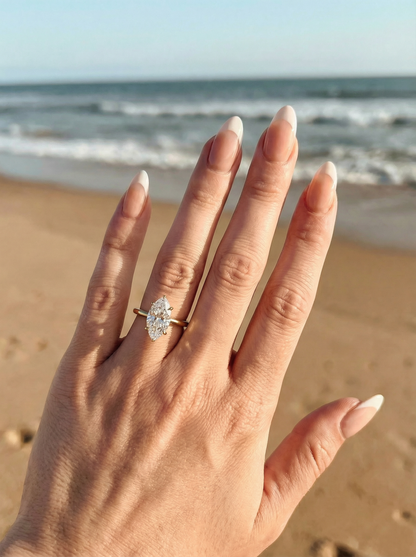 Marquise Hidden Halo Diamond Engagement Ring