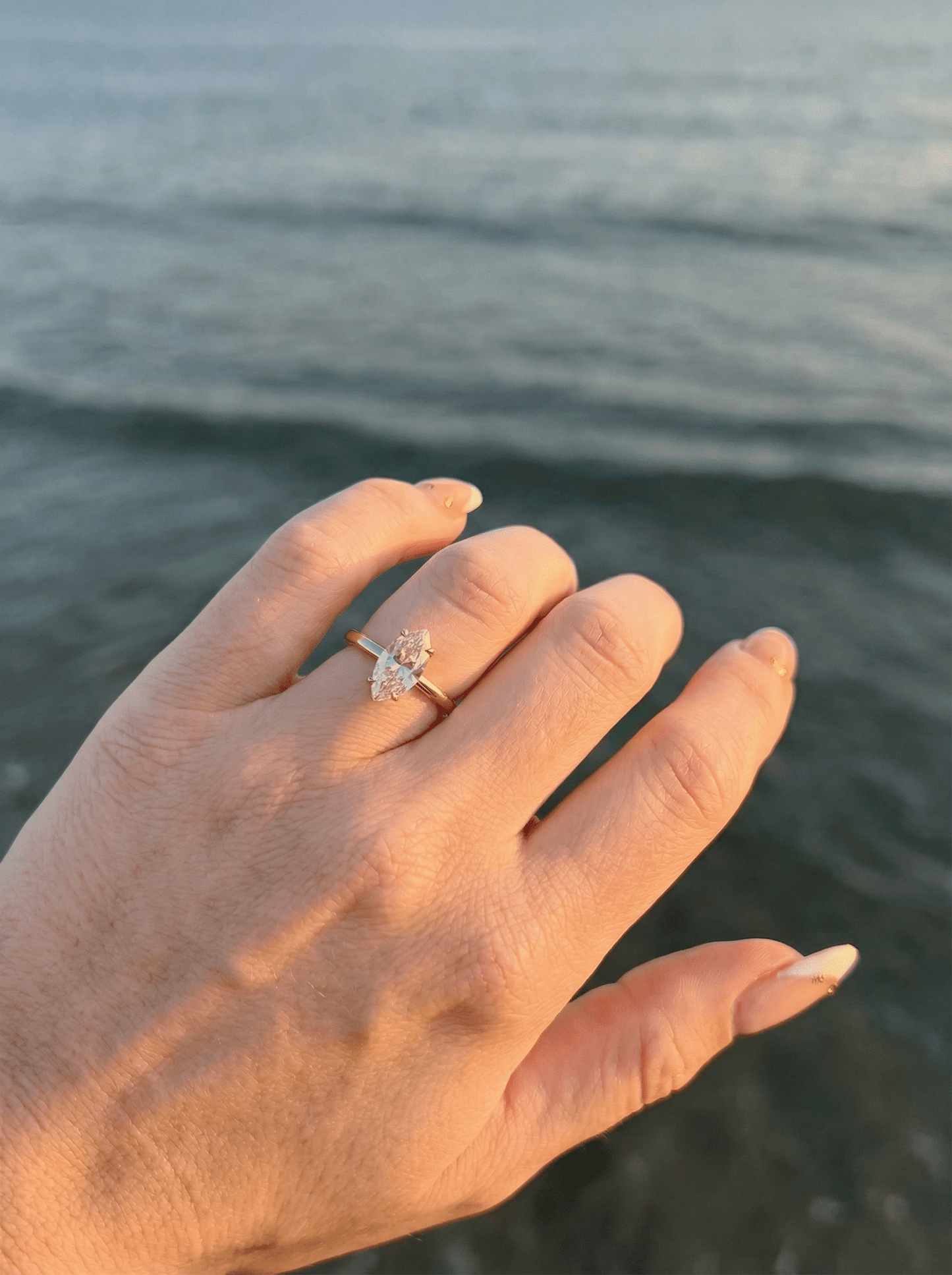 Marquise Solitaire Moissanite Engagement Ring - Moissanite Engagement Rings