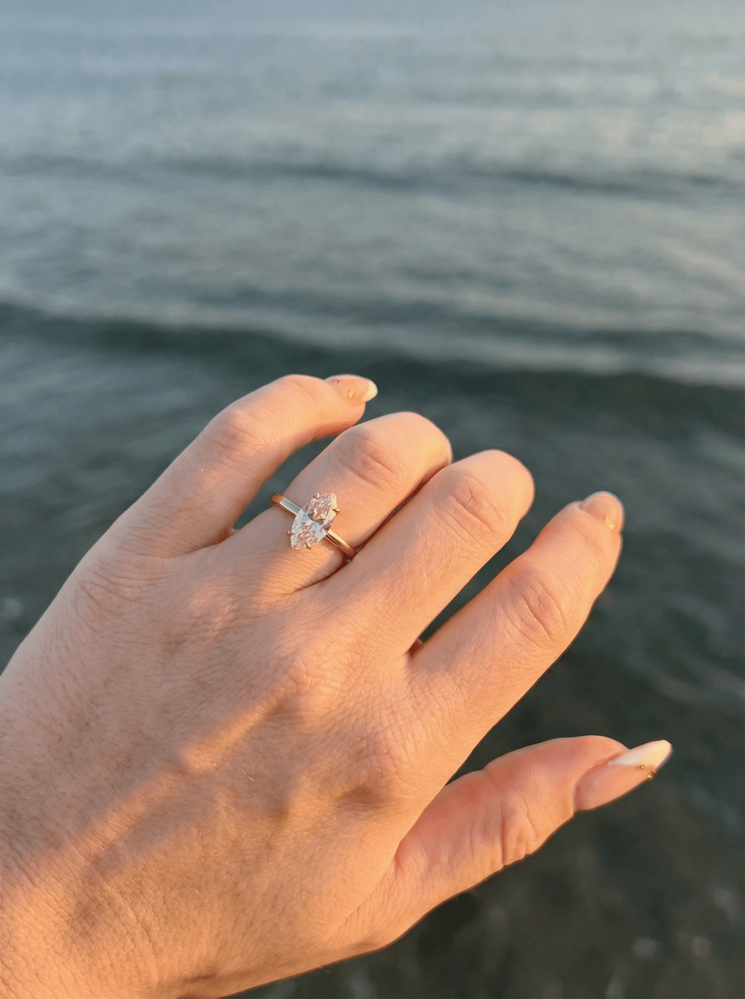 Marquise Solitaire Moissanite Engagement Ring - Moissanite Engagement Rings