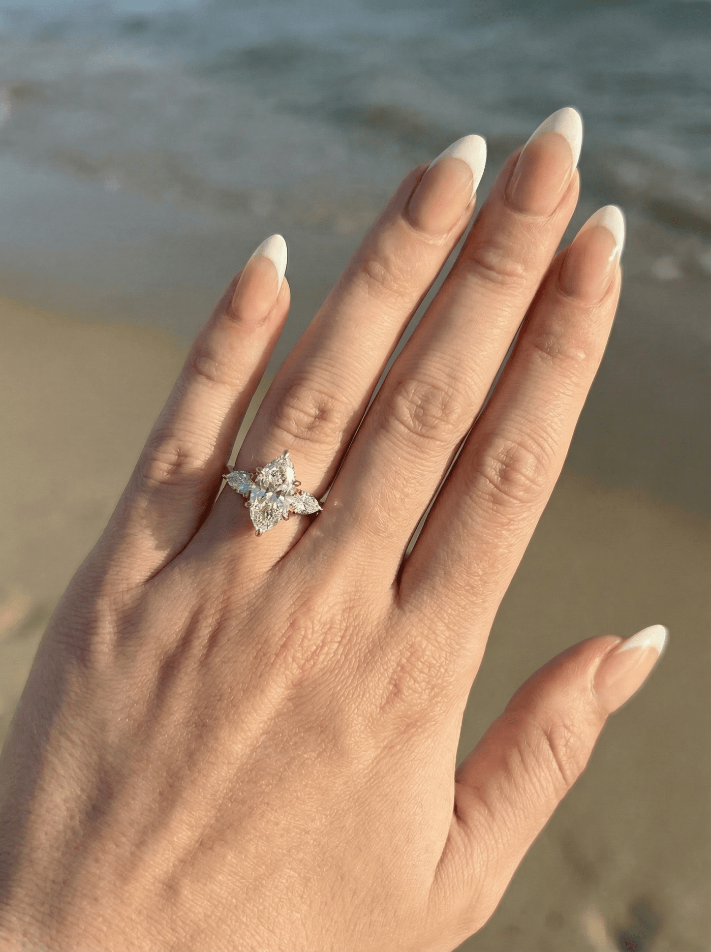 Marquise Trilogy Diamond Engagement Ring - Moissanite Engagement Rings