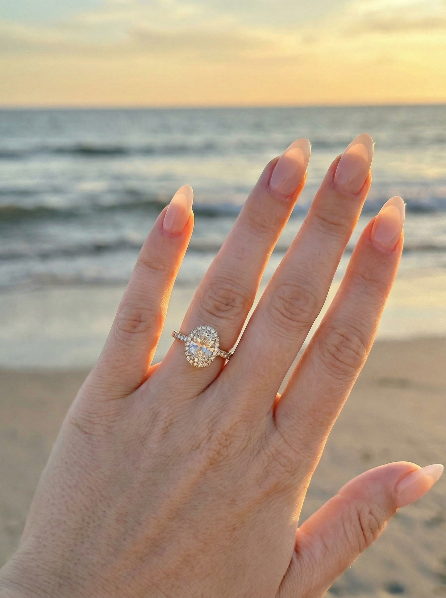 Oval Halo Full Pavé Moissanite Engagement Ring