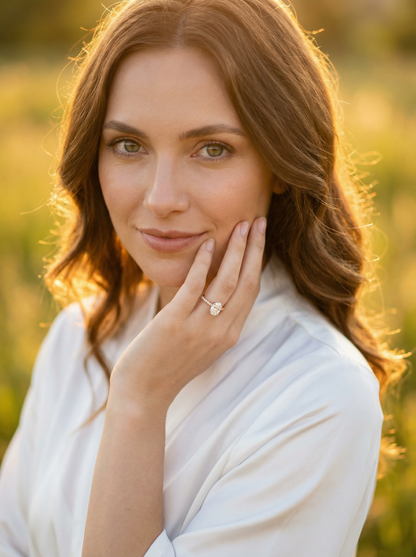 Oval Full Pavè Hidden Halo Moissanite Engagement Ring