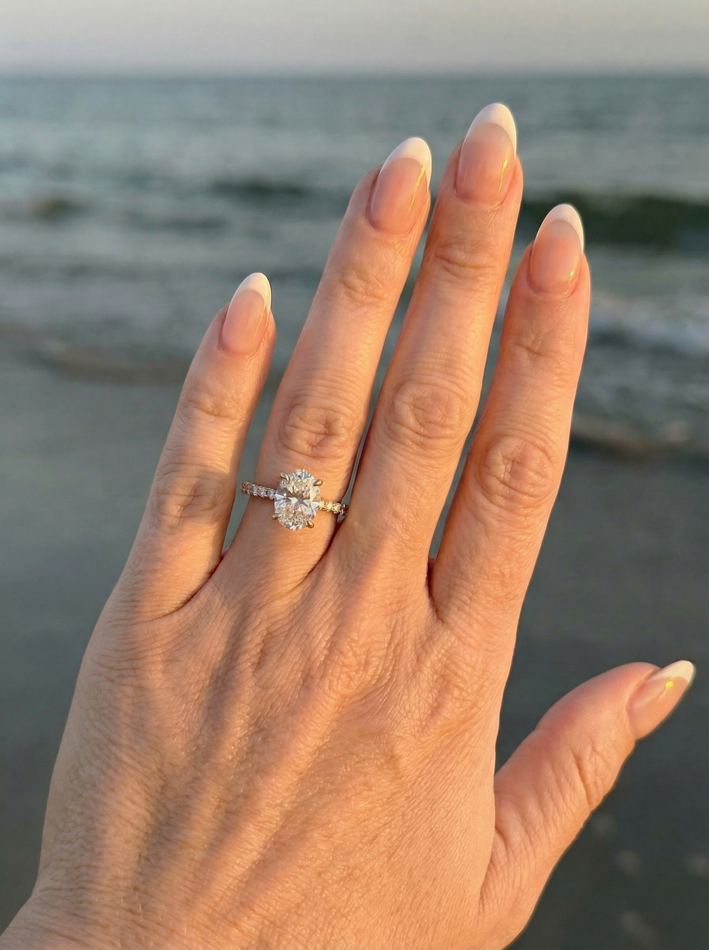 Oval Full Pavè Hidden Halo Moissanite Engagement Ring