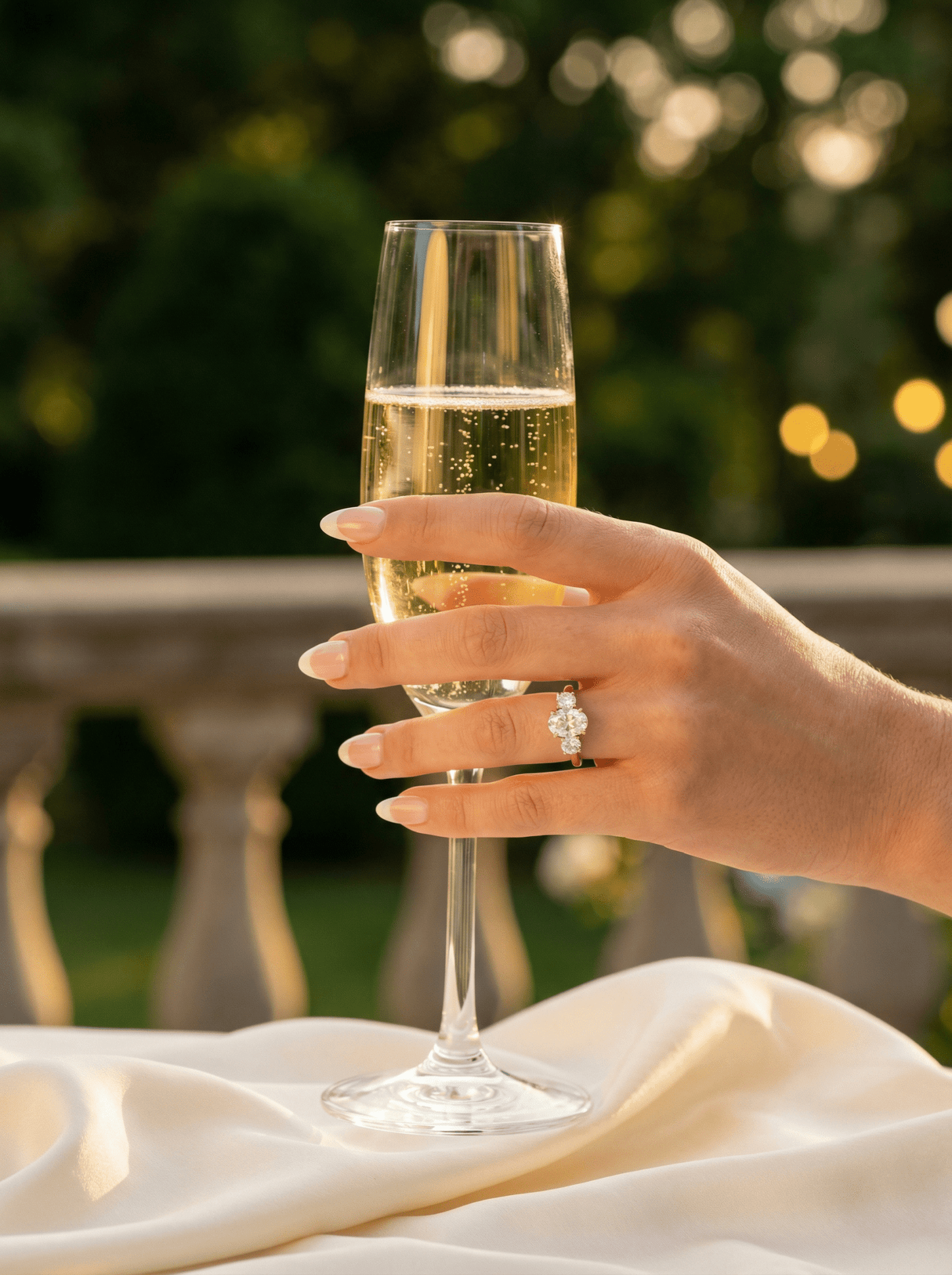 Oval Trilogy Round Setting Moissanite Engagement Ring - Moissanite Engagement Rings