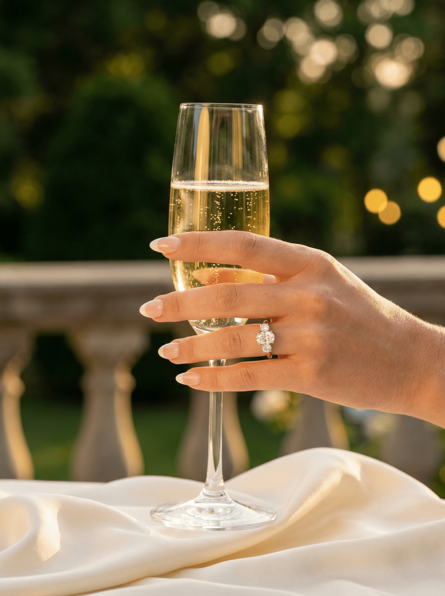 Oval Trilogy Round Setting Moissanite Engagement Ring - Moissanite Engagement Rings