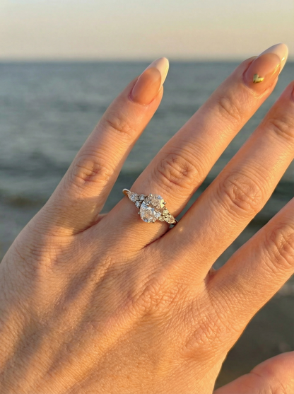 Oval Trio Accent Stones Diamond Engagement Ring