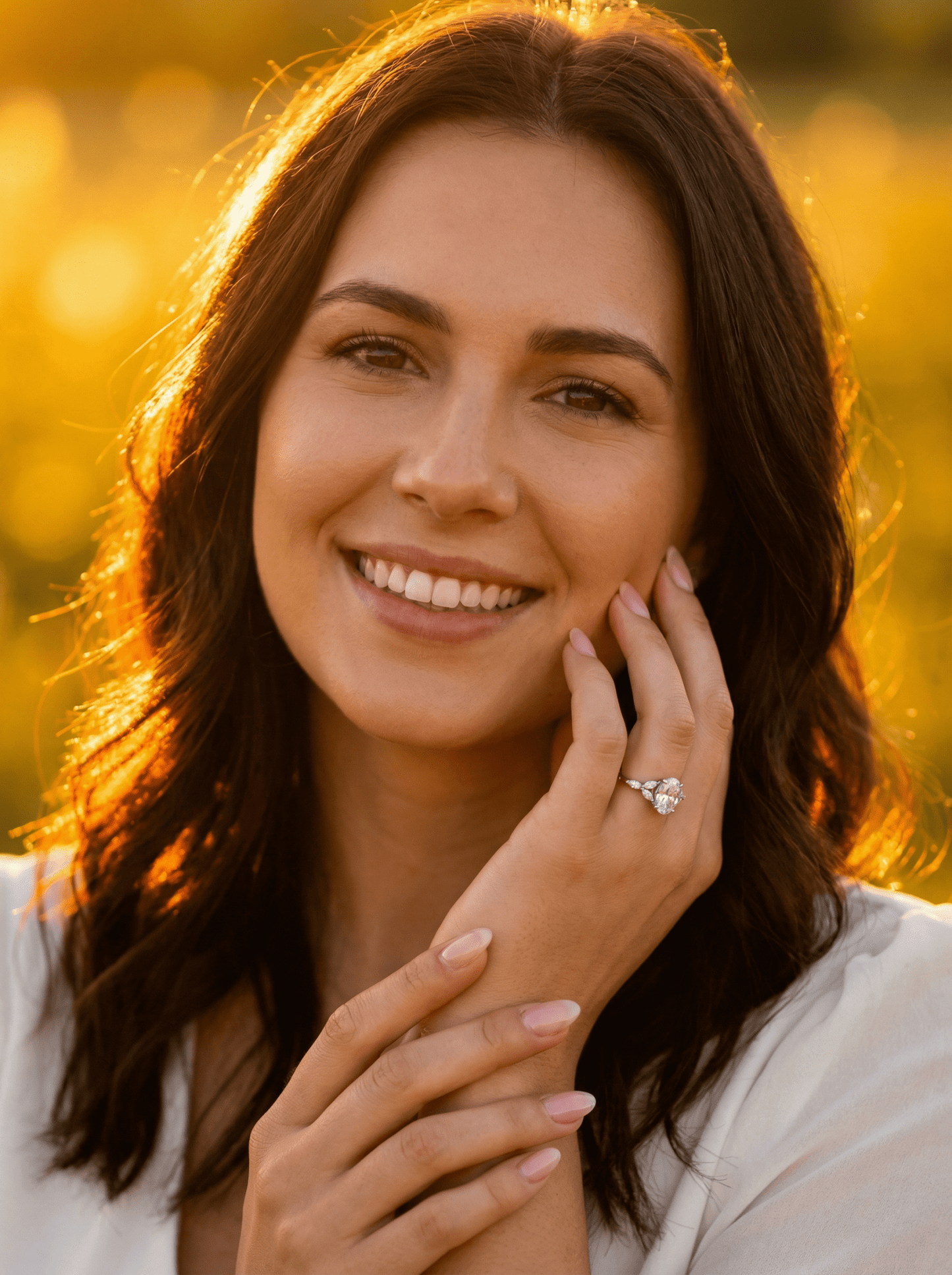 Oval Triple Marquise Accent Stones Moissanite Engagement Ring - Ready To Ship - Moissanite Engagement Rings