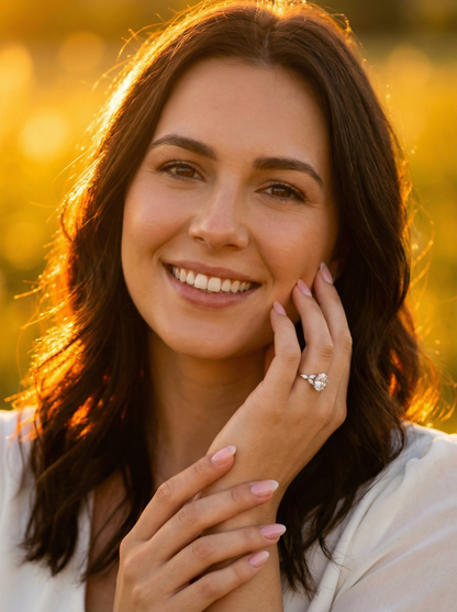 Oval Triple Marquise Accent Stones Diamond Engagement Ring