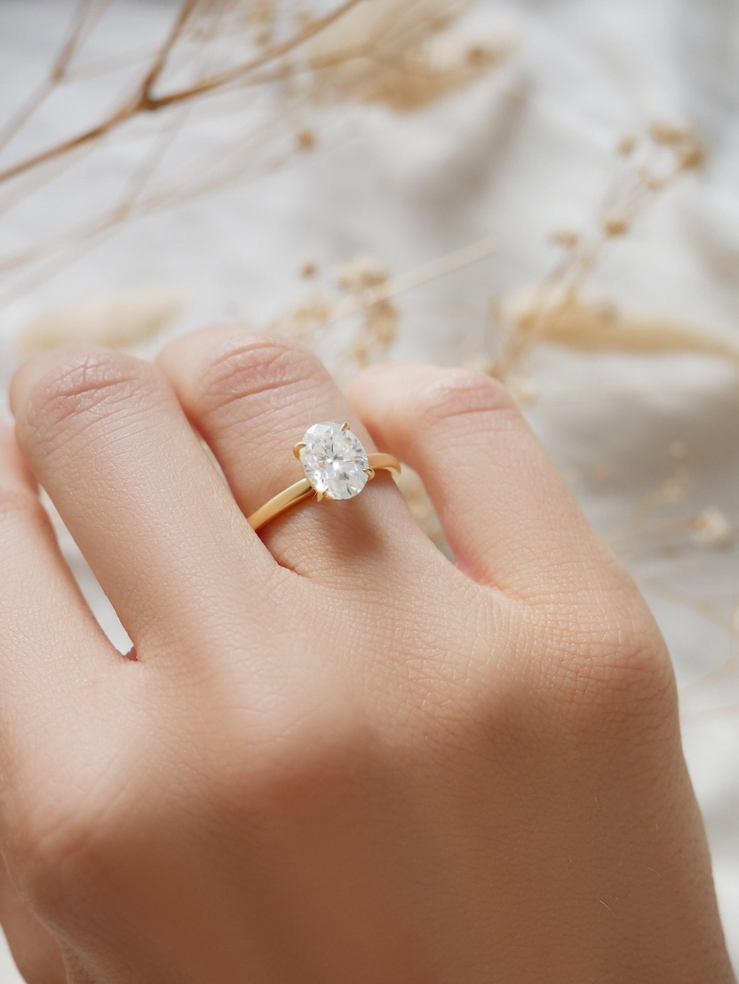 Oval Solitaire Moissanite Engagement Ring - Moissanite Engagement Rings
