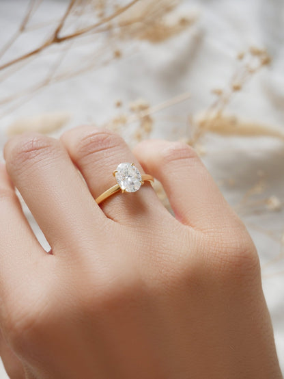 Oval Solitaire Moissanite Engagement Ring - Moissanite Engagement Rings