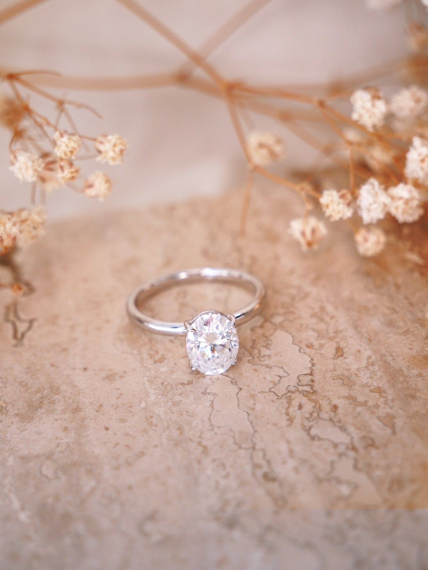 Oval Solitaire Moissanite Engagement Ring - Moissanite Engagement Rings