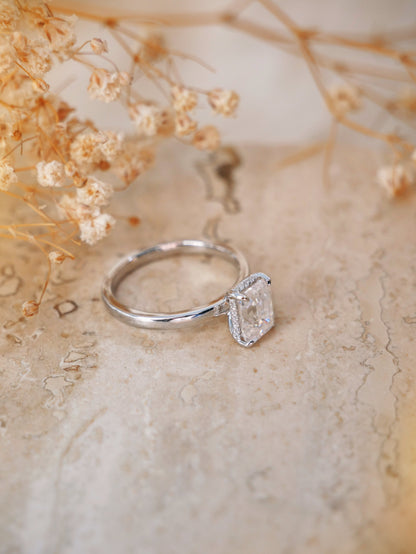 Emerald Hidden Halo Moissanite Engagement Ring
