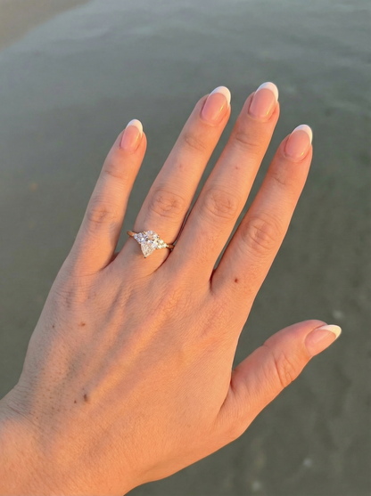 Pear Cluster Stones Moissanite Engagement Ring