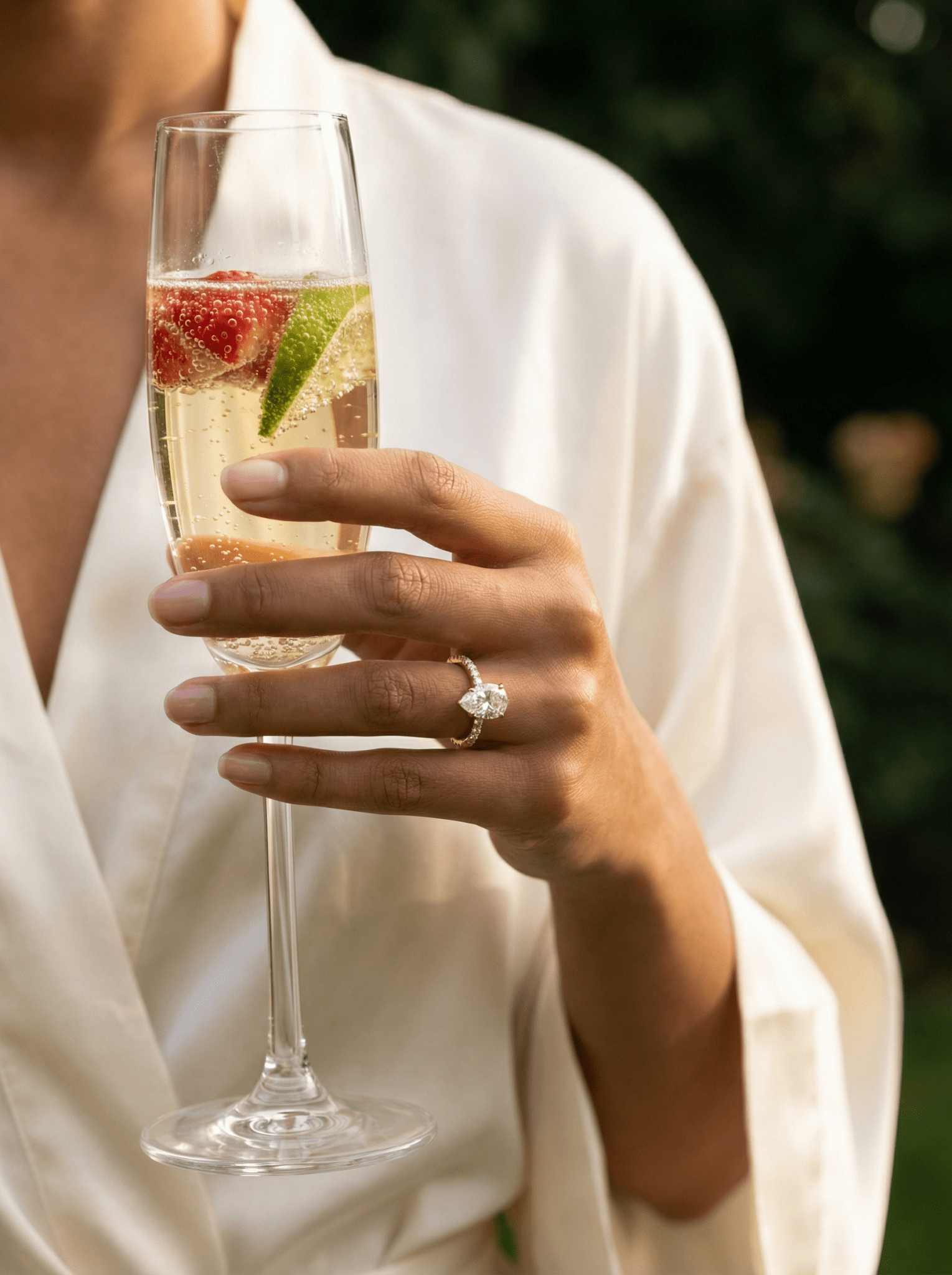 Pear Half Pavé Hidden Halo Diamond Engagement Ring - Moissanite Engagement Rings