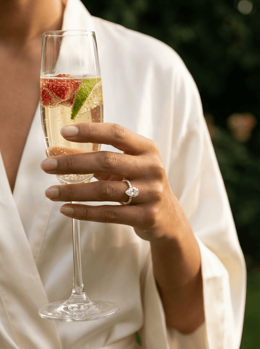 Pear Half Pavé Hidden Halo Diamond Engagement Ring - Moissanite Engagement Rings