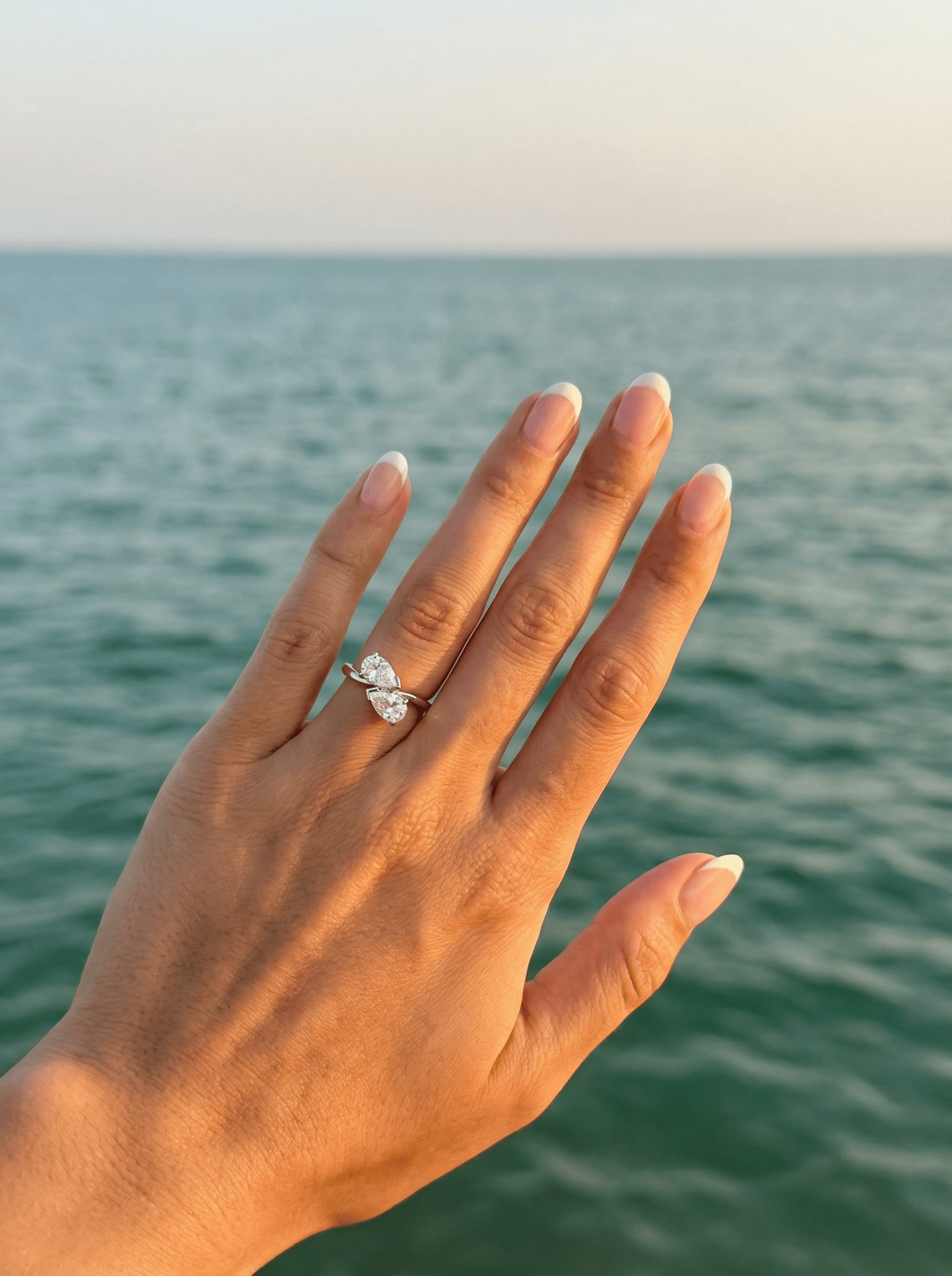 Pear Two - Stone Diamond Engagement Ring - Moissanite Engagement Rings