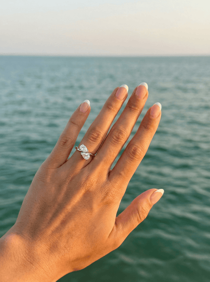 Pear Two - Stone Diamond Engagement Ring - Moissanite Engagement Rings