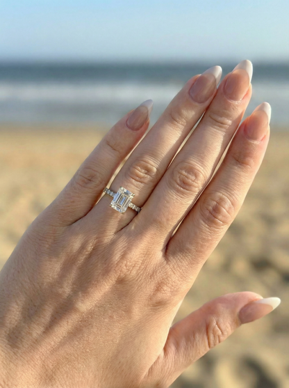 Radiant Hidden Halo Full Pavé Moissanite Engagement Ring