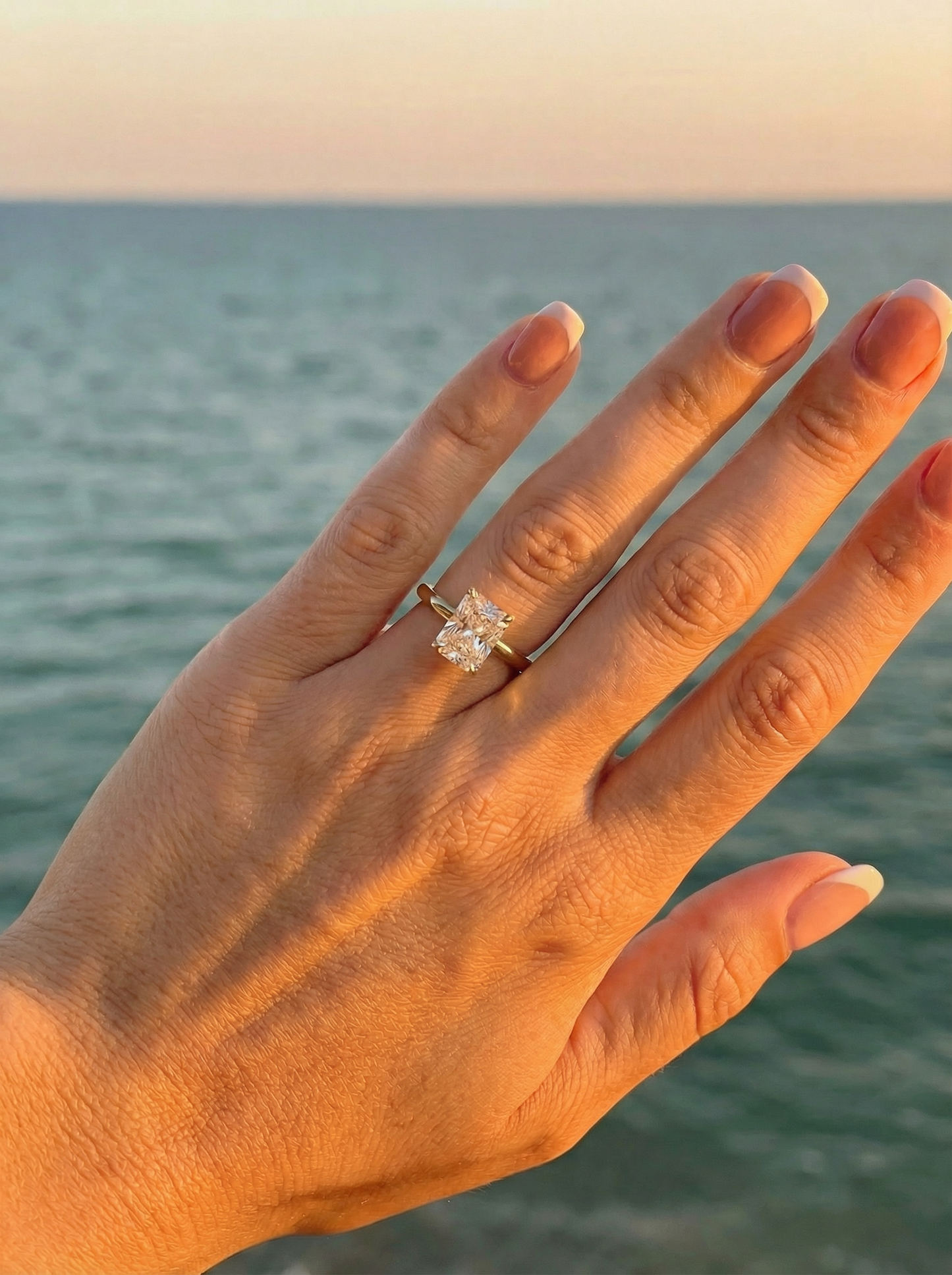 Radiant Hidden Halo Moissanite Engagement Ring
