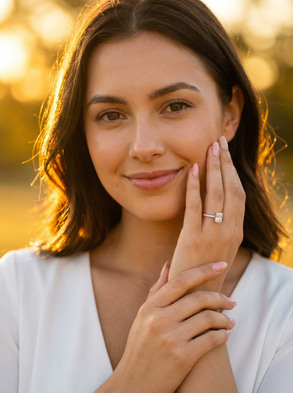 Radiant Hidden Halo & Semi Pave Diamond Engagement Ring