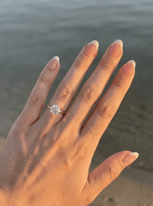 Round Solitaire 6 Claw Setting Moissanite Engagement Ring - Moissanite Engagement Rings