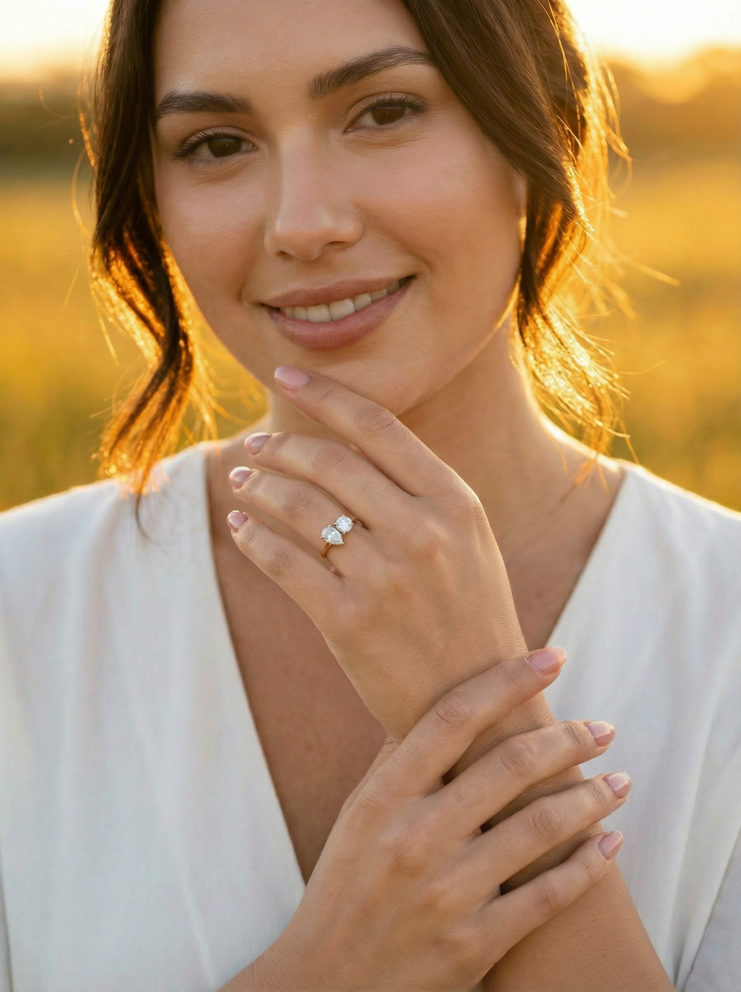 Toi Et Moi Pear & Round Diamond Engagement Ring