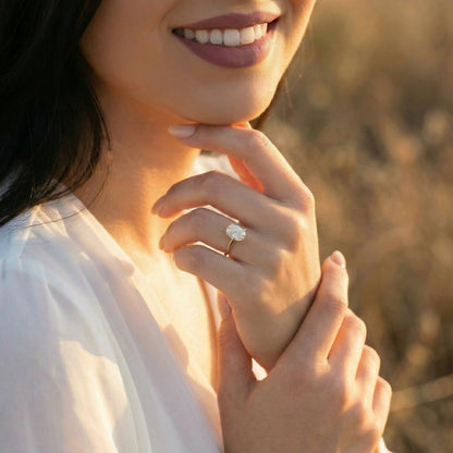 Oval Solitaire Diamond Engagement Ring - Moissanite Engagement Rings