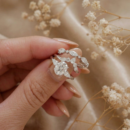 Curved Cluster Diamond Wedding Band - Moissanite Engagement Rings