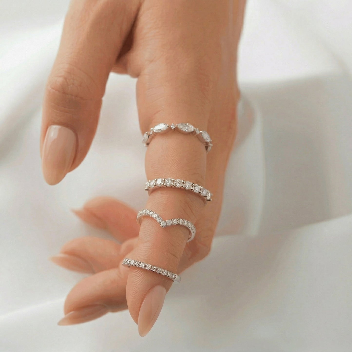 Half Pavè With Peak Moissanite Wedding Band