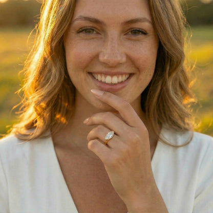 East West Bezel Marquise Solitaire Moissanite Engagement Ring
