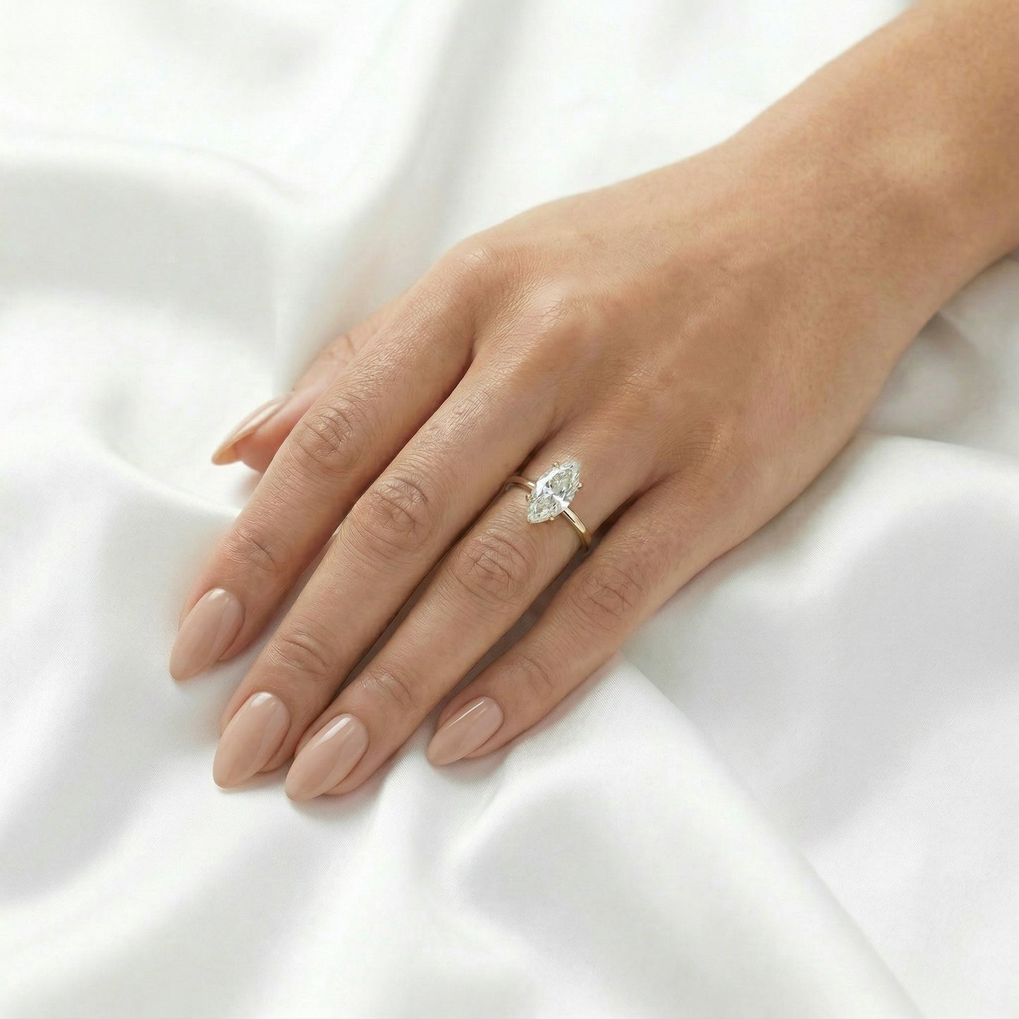 Marquise Hidden Halo Diamond Engagement Ring