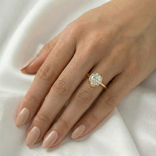 Oval Bezel Diamond Engagement Ring — Guthrie Jewellery