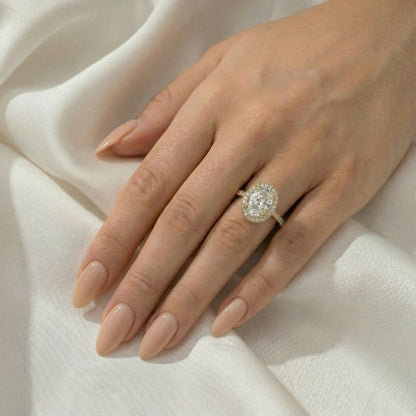 Oval Halo Full Pavé Moissanite Engagement Ring